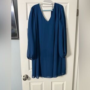 INC International Concepts Deep Blue Long Sleeve Dress